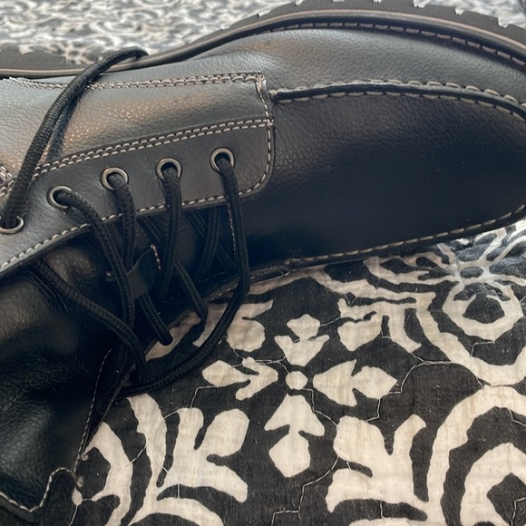 Men’s Size 13 Woolrich Black Mid-calf Leather Boots w/White Topstitching - Picture 6 of 12